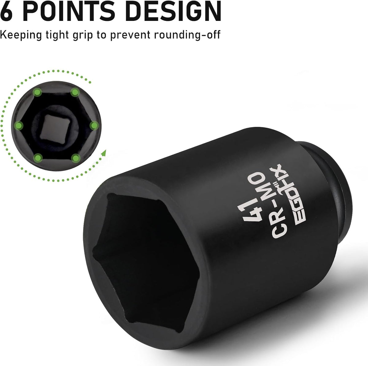 1/2" Drive Deep Impact Socket, 18mm Socket, CR-MO, Metric, 6 Point
