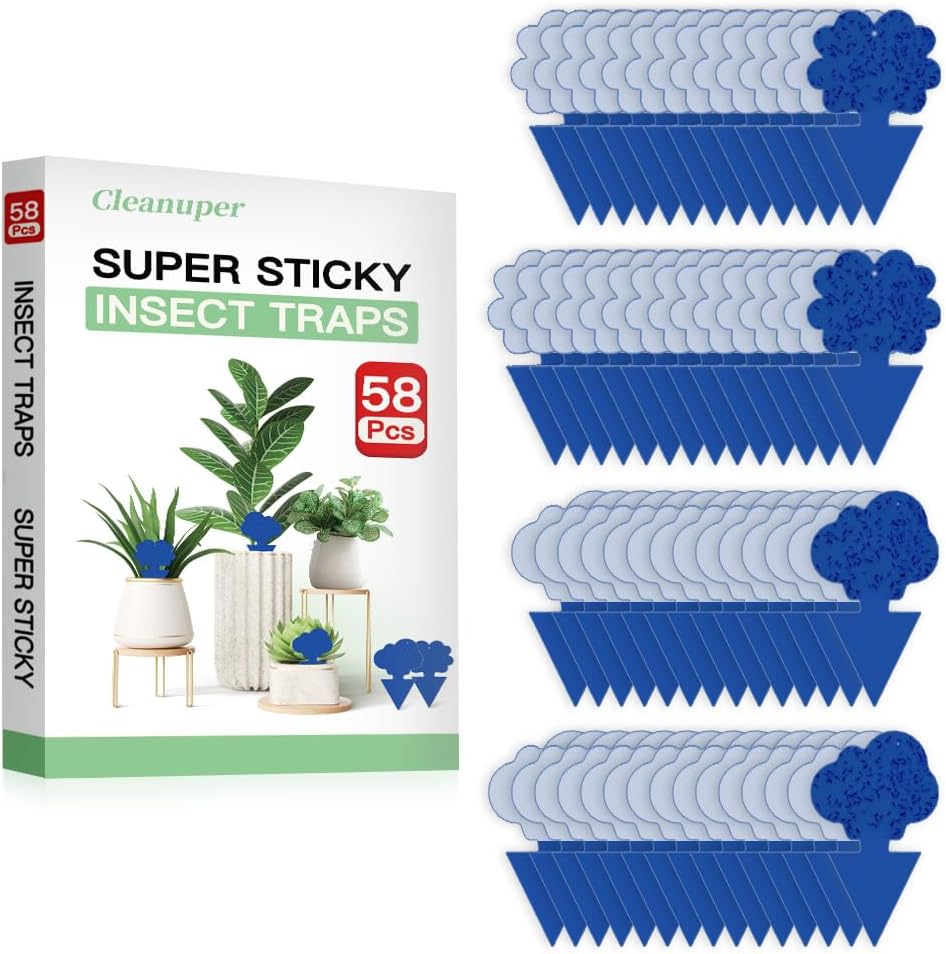 100 Pack Gnat Killer Sticky Traps for Plants - Green Fungus Gnat Sticky Trap for Indoor Houseplants, Fruit Flies, Whiteflies, Aphids - Family Friendly Design, Flower and Cloud Shapes