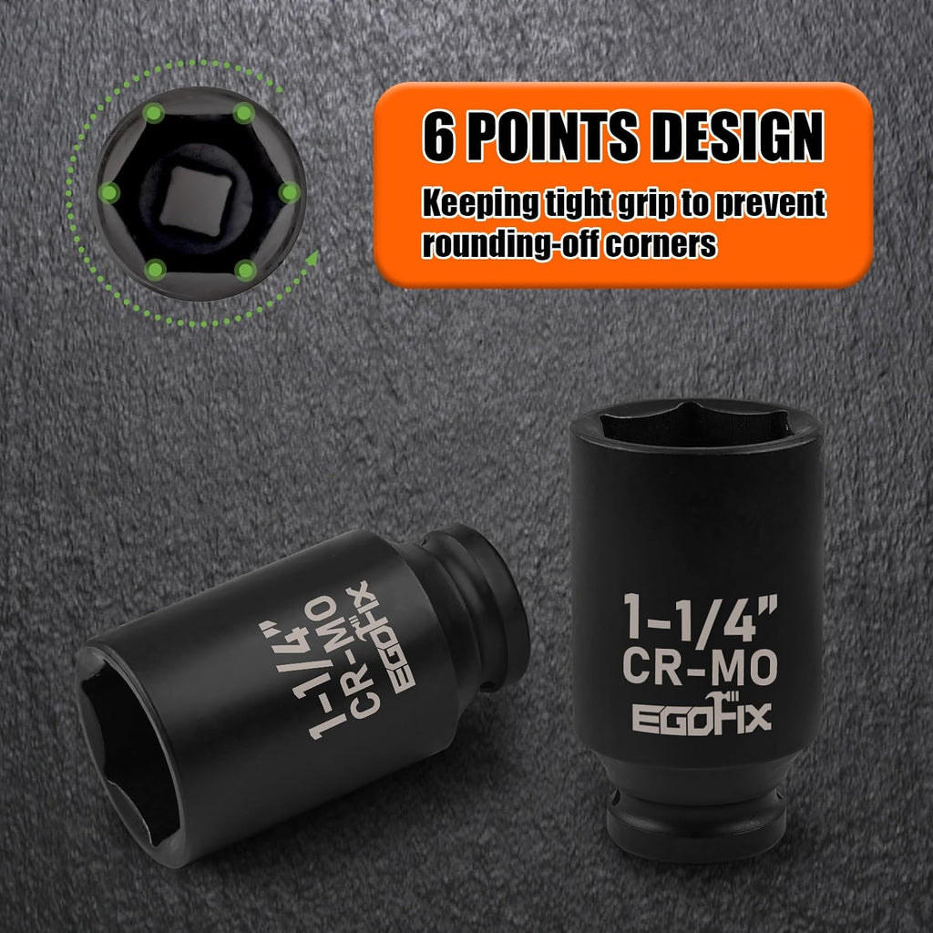 1/2" Drive Deep Impact Socket, 18mm Socket, CR-MO, Metric, 6 Point