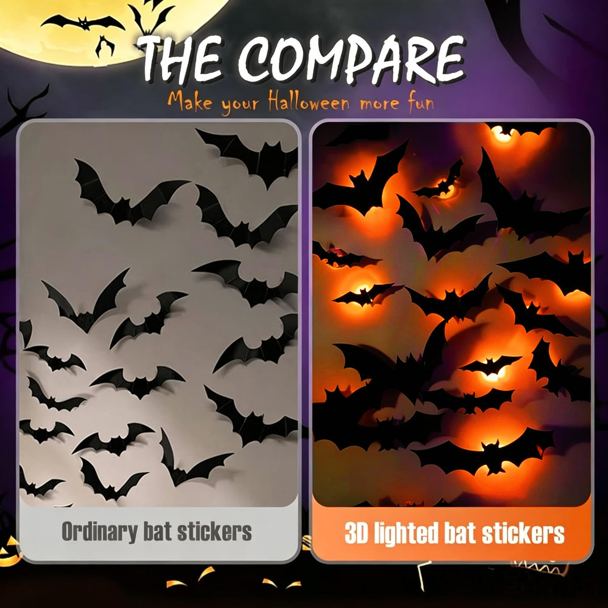 12 Pack Halloween Bats Halloween Decorations LED Bats Wall Decor Indoor