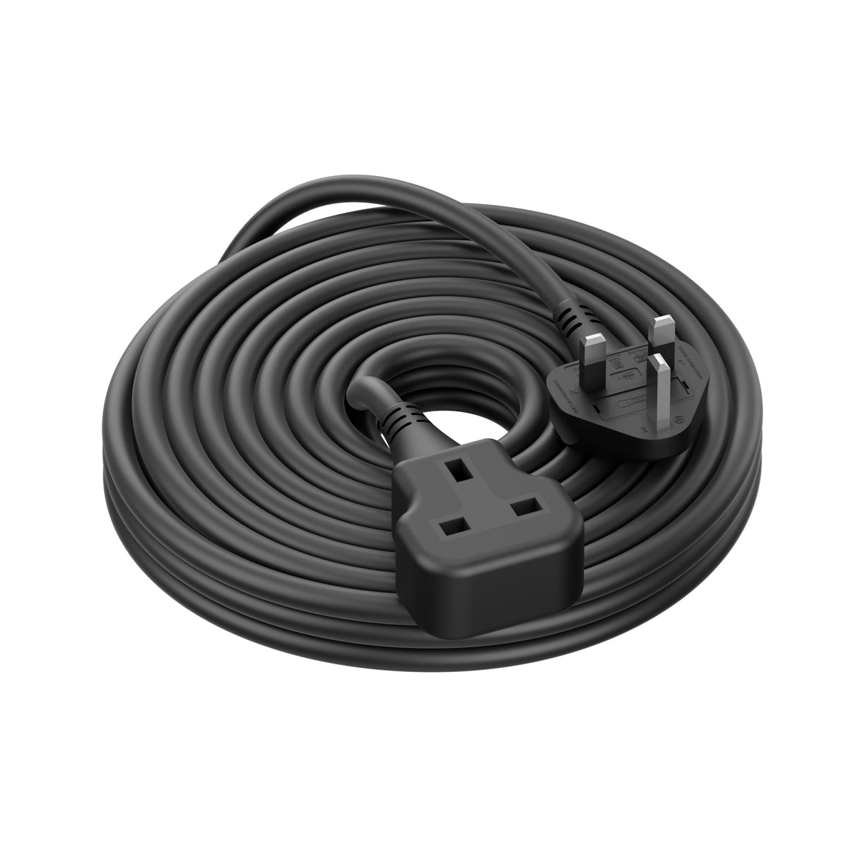 1 Meter Short Extension Lead Single Plug Socket Power Cable 13 Amp Extension Cord Electrical Socket Black