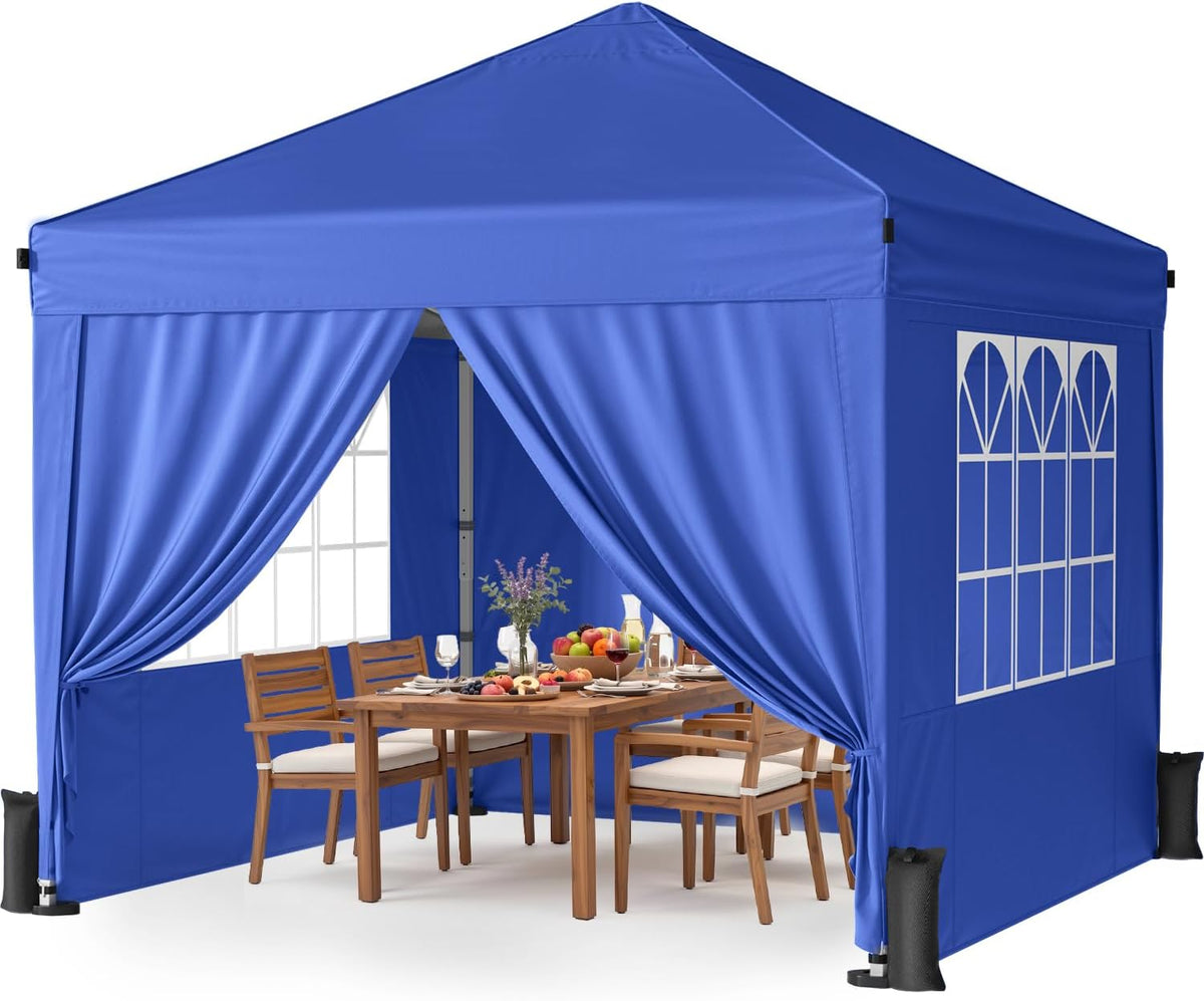 10x10 Pop Up Canopy Tent with One-Push Center Lock,Black