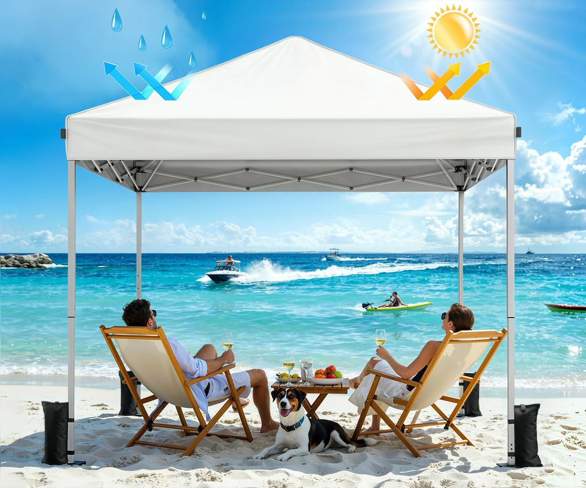10x10 Pop Up Canopy Tent with One-Push Center Lock,Black